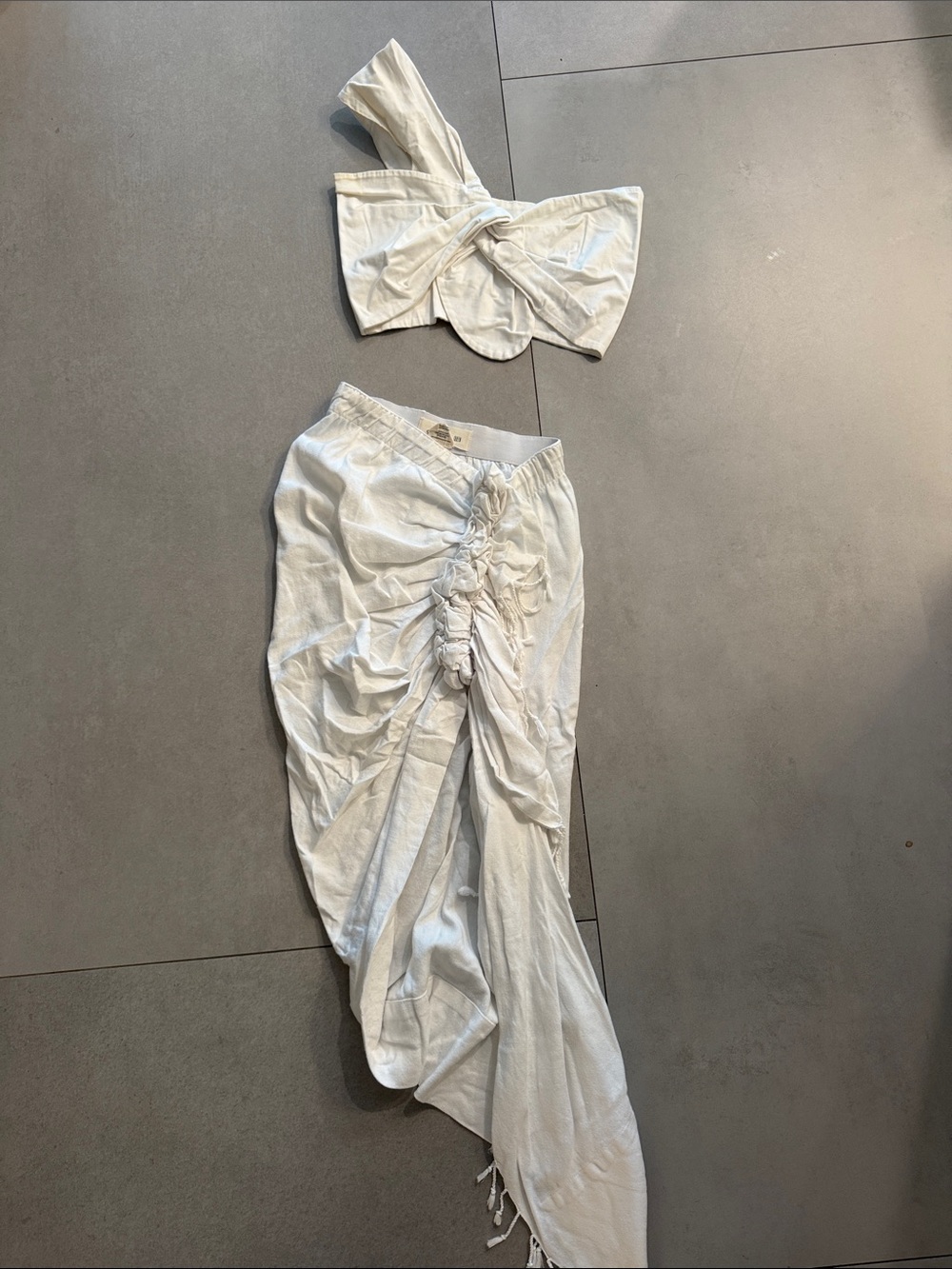 Women’s Cream High-Low Ruched Wrap Skirt
